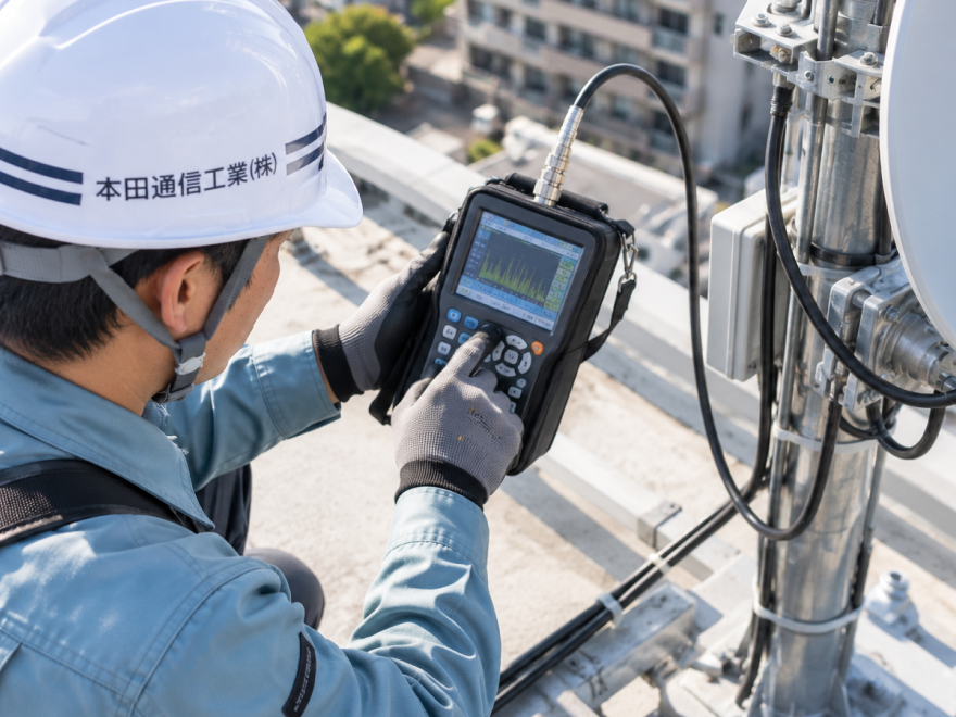 天井感知器の設置作業